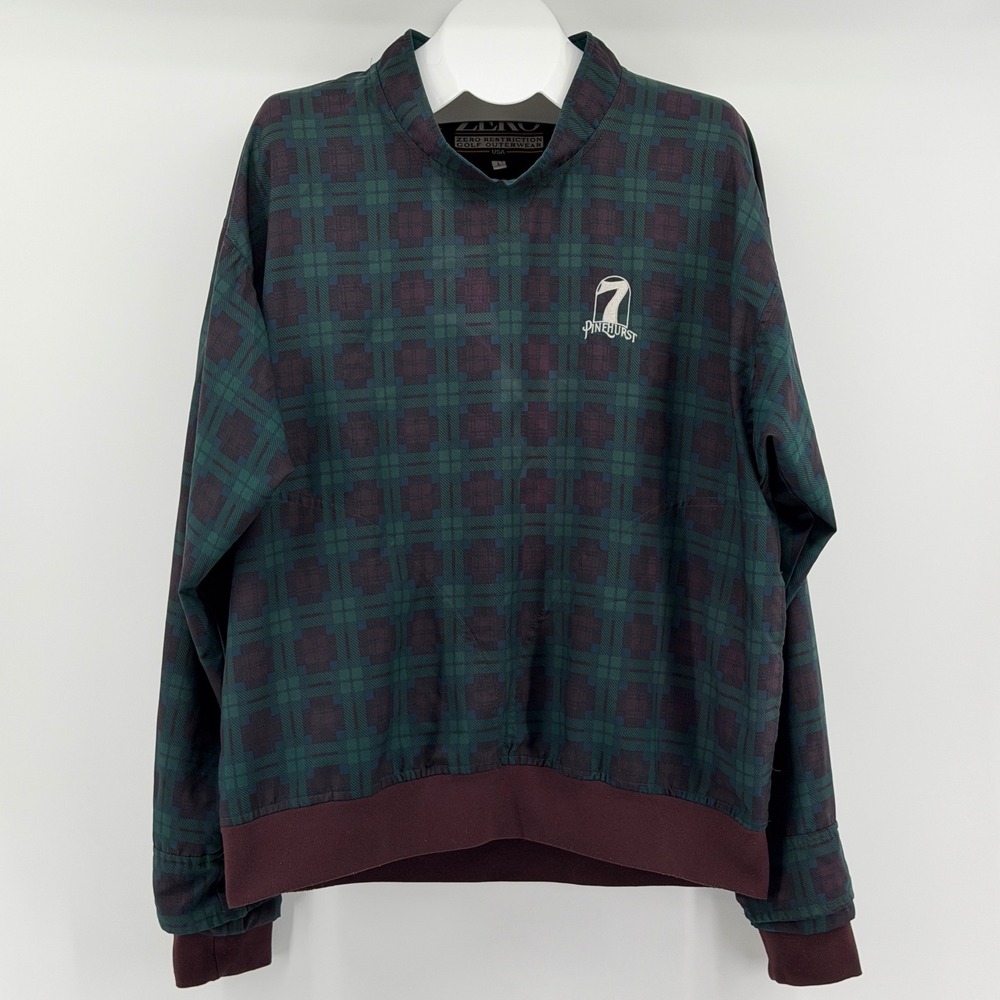 Zero Restriction Pinehurst no 7 Windbreaker Men L Green Plaid Golf Pullover ZR